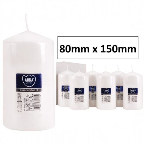 80mm x 150mm White Pillar Candles1