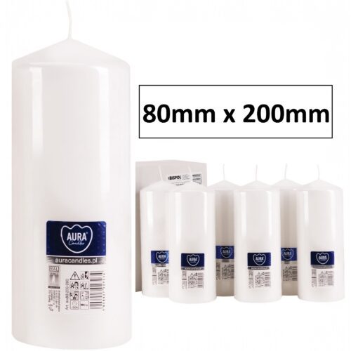 80mm x 200mm White Pillar Candles1