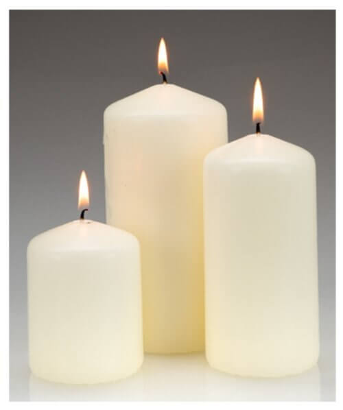 Bulk Set Three 60mm Pillar Candles Single Set