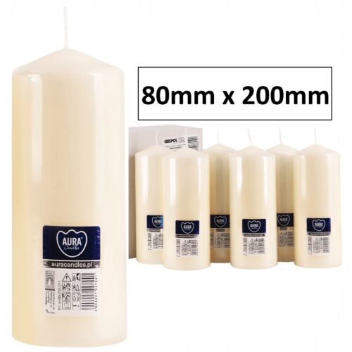 80mm x 200mm Ivory Pillar Candle1