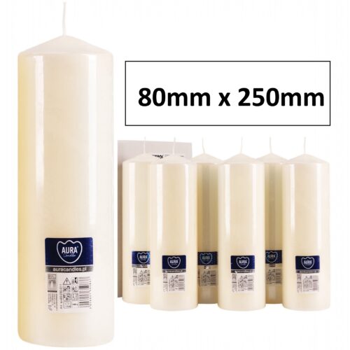 80mm x 250mm Ivory Pillar Candle1