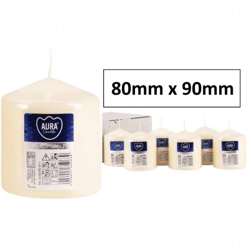 80mm x 90mm Ivory Pillar Candles New1