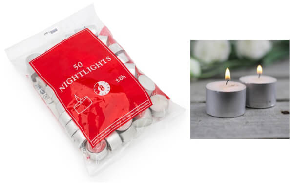 8 Hour Tea Lights Lit Candles