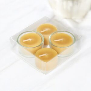 Beeswax Tea Lights Pack 4 With Two Holders