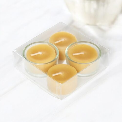 Beeswax Tea Lights Pack 4 With Two Holders
