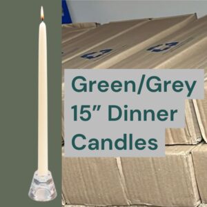 15 GreenDark Grey Dinner Candles
