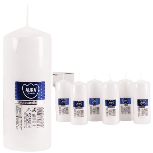 Wedding Pillar Candles In White 60mm x 150mm (Pack of 12) - Image 2