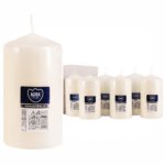 80mm x 150mm Ivory Pillar Candles (Pack of 12)