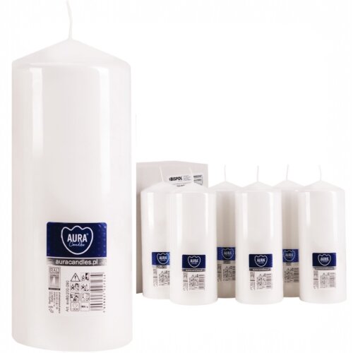 80mm x 200mm White Pillar Candles