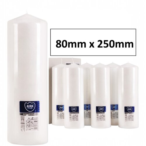 80mm x 250mm White Pillar Candles