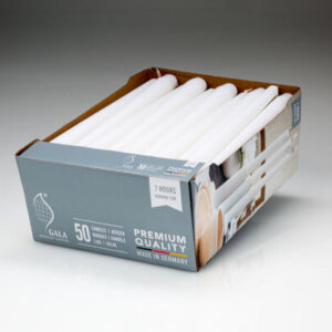 10" Tapered Dinner Candles - White Pack 50