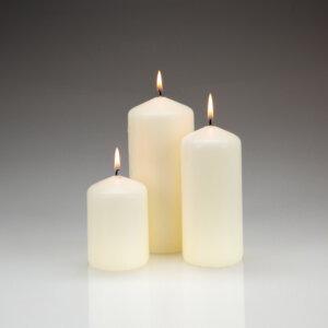 Set of Three Ivory Pilla Candles 601006012070150
