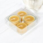Pack 4 Beeswax Tea Lights With Two Holders