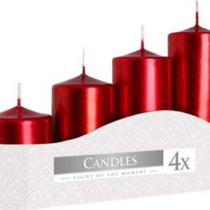 Pack 4 Glossy Red Pillar Candles