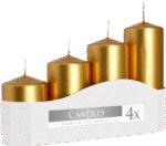 Pack 4 Gold Pillar Candles (Pack Options)