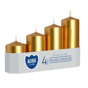 Pack 4 Gold Pillar Candles