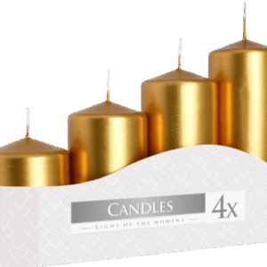 Pack 4 Gold Pillar Candles (Pack Options)