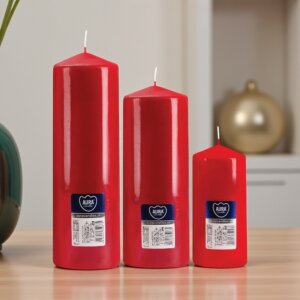 Set Three Red Pillar Candles