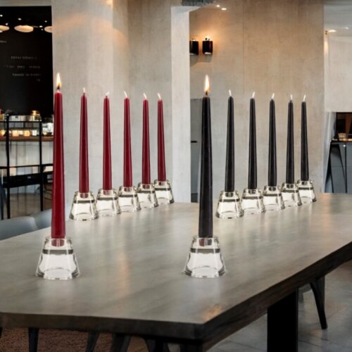 Tapered Dinner Candles Cherry Wine Red and Black