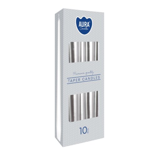 Tapered Dinner Candles Silver