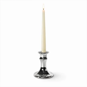 Silver Electroplate Glass Candle Stick with Candle